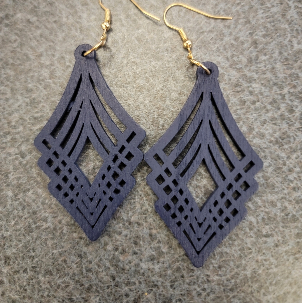 Boho Vintage Style Geometric Shaped Wood Dangle Earrings